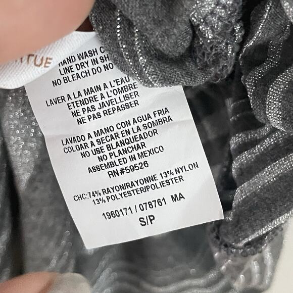 Sparkly Striped Swim Cover Up Dress S Semi Sheer Gray Sleeveless Beach Resort - Picture 7 of 10